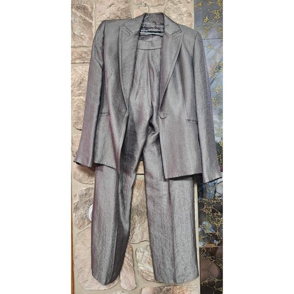 Kasper Women's One Button Mettalic Suit & Pants Set Size 6. B23 - Picture 3 of 9